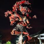 Giant Ogoh-Ogoh statue parade during Pengrupukan night in Bali